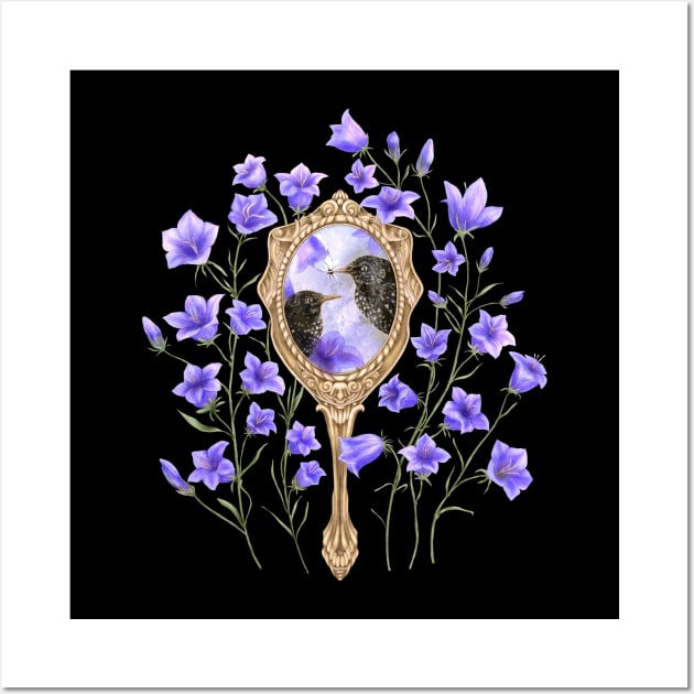 Bluebells, mirror and starlings Wall Art by Sitenkova